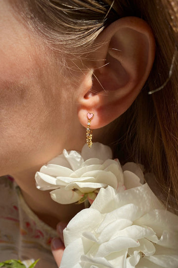 HEART THROB EAR CHAINS- PINK